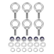 6 Pcs M10 x 30 mm Lifting Shoulder Eye Bolt Thread Eyebolt with Nuts Washers
