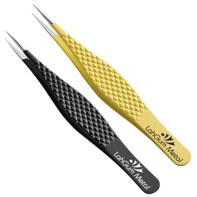Super Sharp Pointed Tweezers Precision Best 2-Piece, Black & Yellow Color