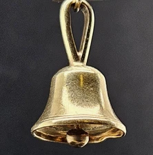 14K Gold HANDBELL JINGLES BELL Charm Pendant 3D Moves Vintage