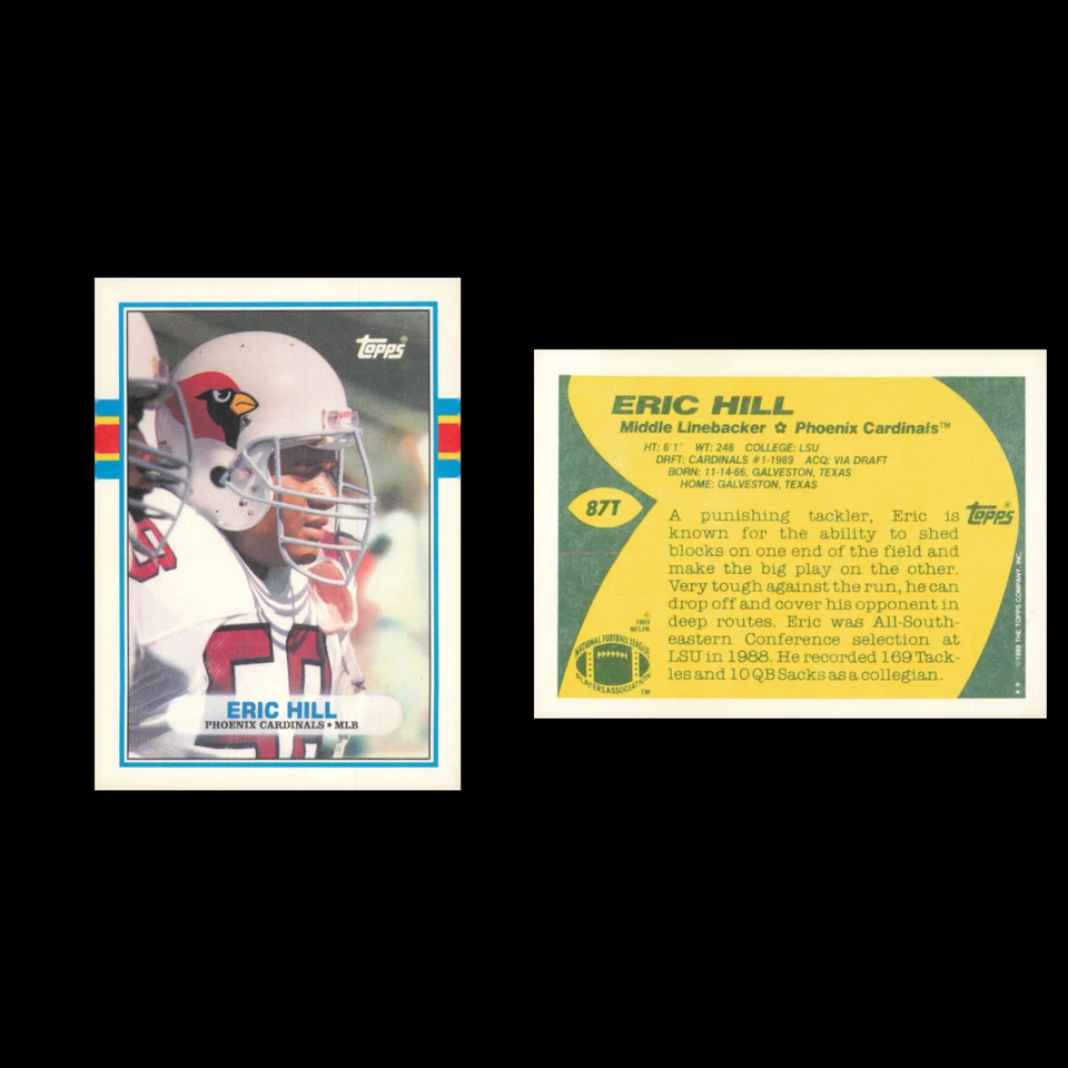 Eric Hill Rookie #87T 1989 Topps Traded Phoenix Cardinals Football Card NFL NM - Image 3 of 3