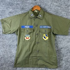 Vintage Military Utility Shirt Durable Press OG 507 Medium Short Sleeve