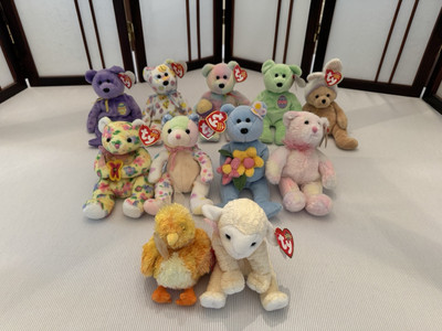 Ty Beanie Babies Lot of 11 Spring & Easter Bears, Eggs 2007, 2006, 2004,Eggs III