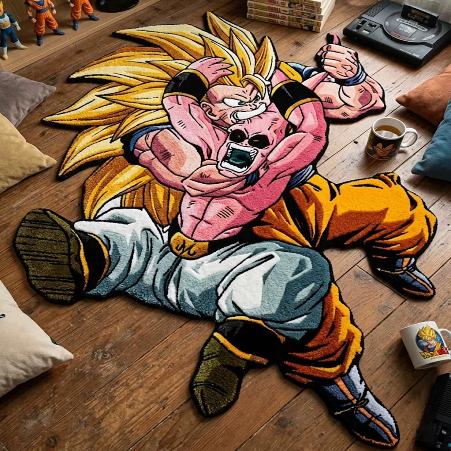 Dragon Ball Z Vegeta Super Saiyajin Alfombra Esponjosa, Alfombra de Peluche Anime
