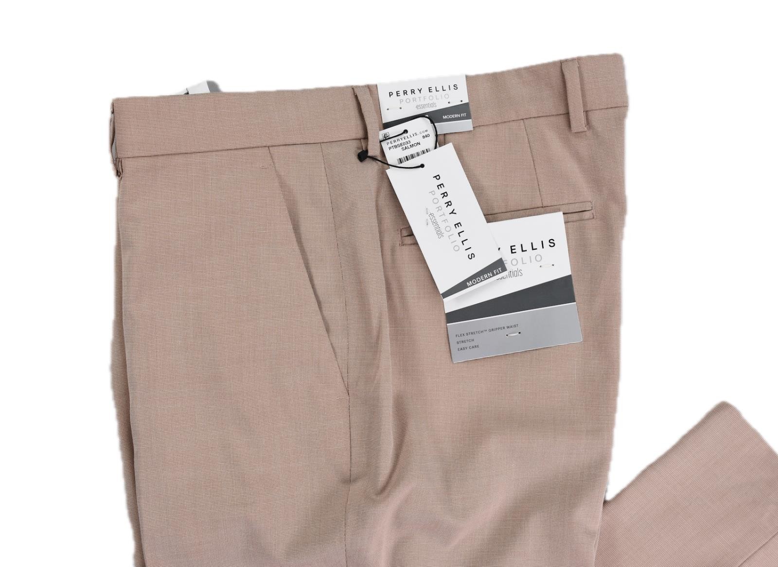 Perry Ellis Portfolio Mens Salmon Modern Fit Pants 34 X 30 $95 5TBSD033