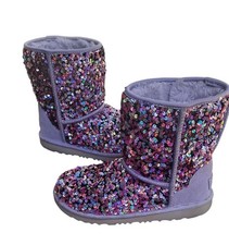 UGG Classic Mini Stellar Sequin Boots Lilac Frost Purple Glitter Size 5