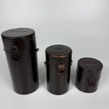 Nikon Vintage Leather Lens Case Set of 3 | Medium Mt. Fuji Logo | Made in Japan