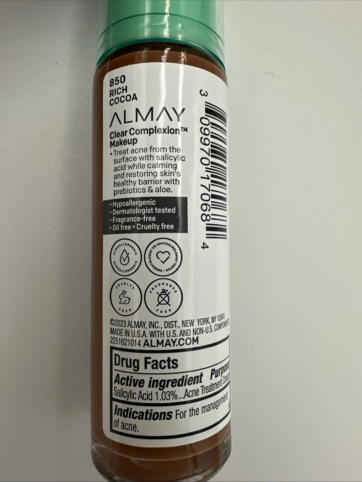 Almay Clear Complexion Makeup Liquid Foundation Rich Cocoa LOT Of 2 Bottles NEW - Image 3 of 4