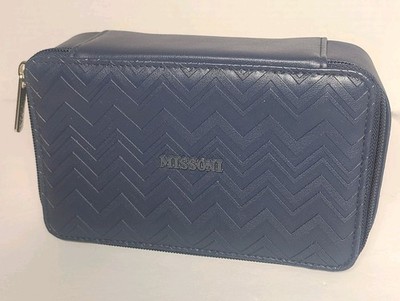Missoni For Delta Navy Chevron Travel Toiletry Cosmetic Bag Case Zip Pouch