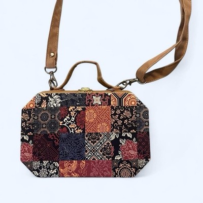 Vintage Handmade Patchwork Wooden Small Shoulder Bag