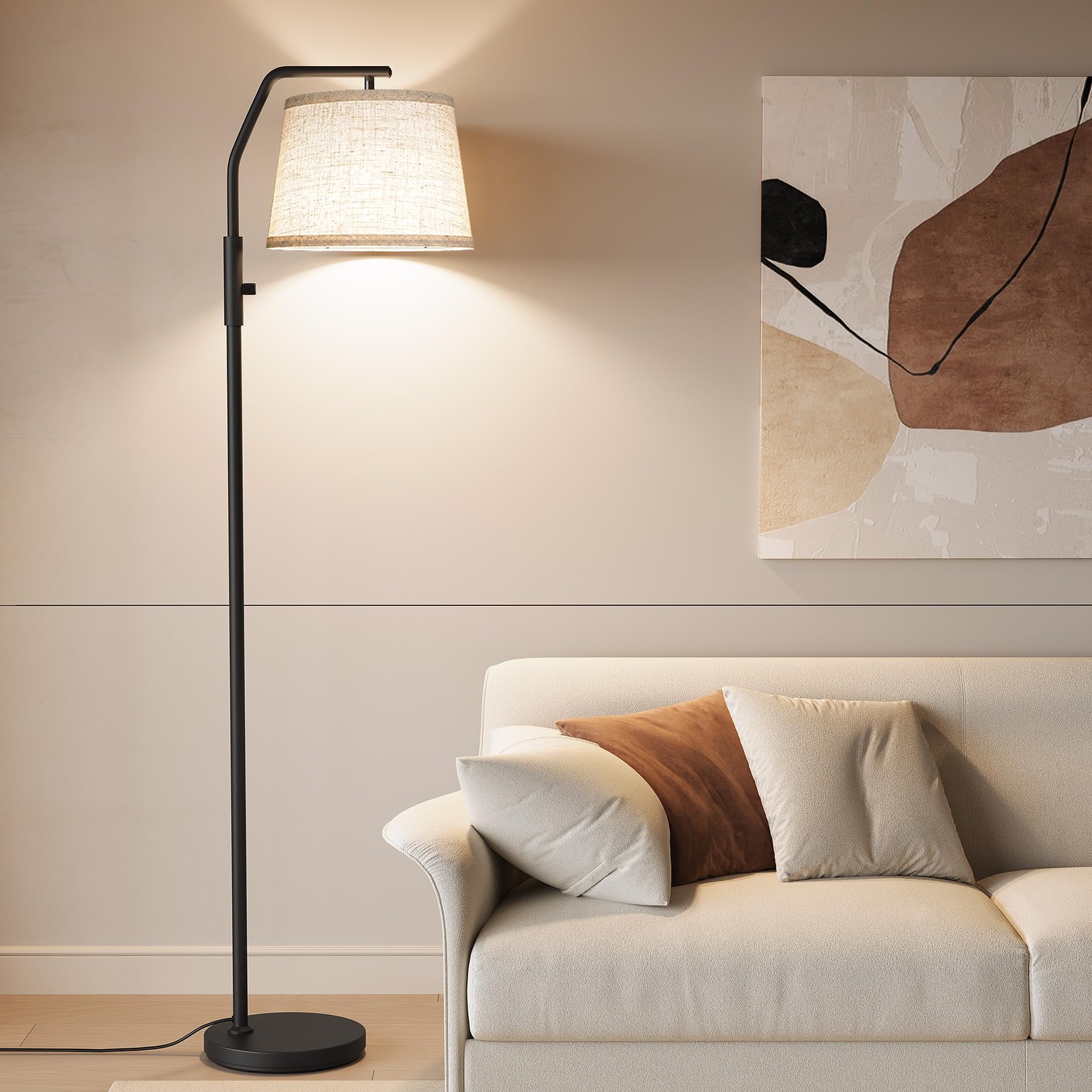 Floor Lamps for Living Room, 9W Bulb Included, Tall Lamp for Bedroom with Adj...