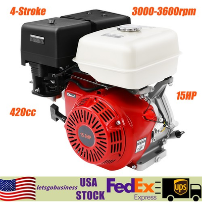 #ad #ad 420CC 4 Stroke Gas Engine Motor OHV Horizontal Go Kart Motor Recoil Start 15 HP $155.07