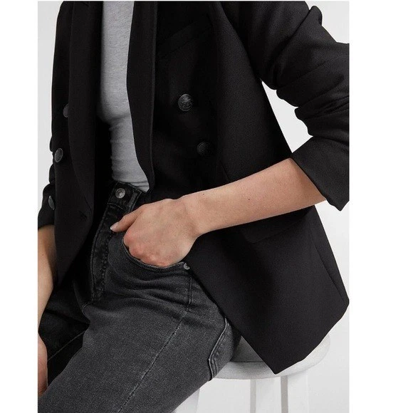 Express Supersoft саржи негабаритный двубортный блейзер куртка черный XL - Изображение 2 из 4