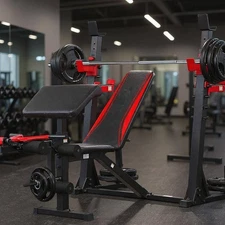 900LBS Professional Weight Bench Set with Barbell/Squat Rack Adjustable for Home