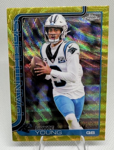 Topps Chrome Yellow Wave Refractor Bryce Young Carolina Panthers #40 /275 2025