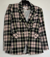Veronica Beard Plaid Pink Blazer Jacket Sz 14