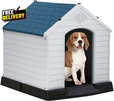 Waterproof Plastic Dog House Indoor Outdoor Ventilated Elevated Floor