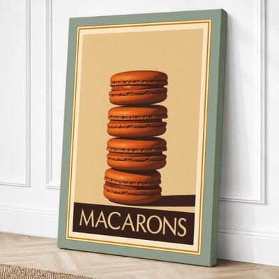 Gestapelte Macarons Art Deco Leinwandbild Wandbild Wohndeko fertig zum Aufhängen
