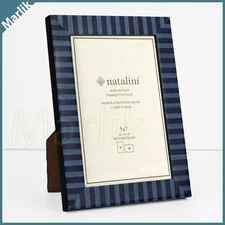 NATALINI Handmade ITALIAN Marquetry Picture Frame 5X7" ( 13x18 cm ), Blue strips