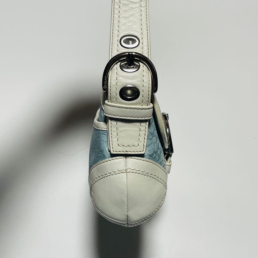 Coach Signature Soho Canvas Leather Sky Blue Small Shoulder Bag