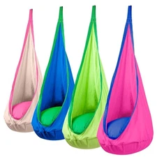 Kids Pod Swing Seat Hanging Hammock Chair With Inflatable Pillow