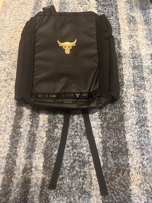 UA Under Armour Project Rock Duffle Backpack Bag Black Gold Gym New 1376459-002 s-l1200.jpg main image 4