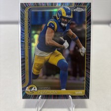 2025 Topps Chrome NFL Football Puka Nacua #166 Neon Pulse Refractor Rams