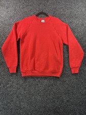 Vintage Fruit Of The Loom Sweatshirt Blank Crewneck Red Mens Size L Made In USA