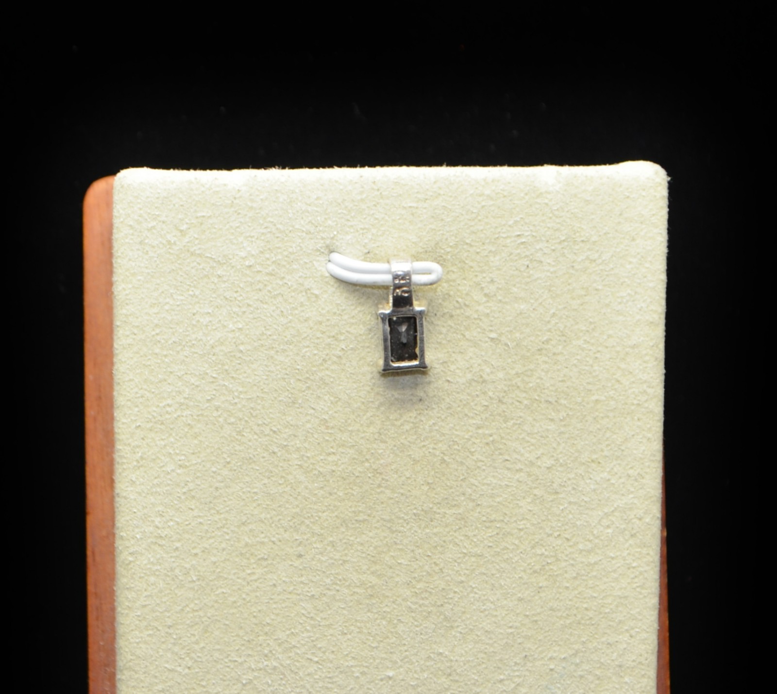 Sterling Silver Tiny Square Dark Stone Charm / Pe… - image 3