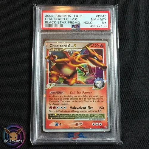 Charizard LV X HOLO RARE DP45 (PSA 8.5 NM/M+) DP Black Star PROMO Pokemon Cards