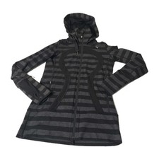 Lululemon Stride Jacket In A Grey and Black Color Size 4 Women's Hoodie Big Logo