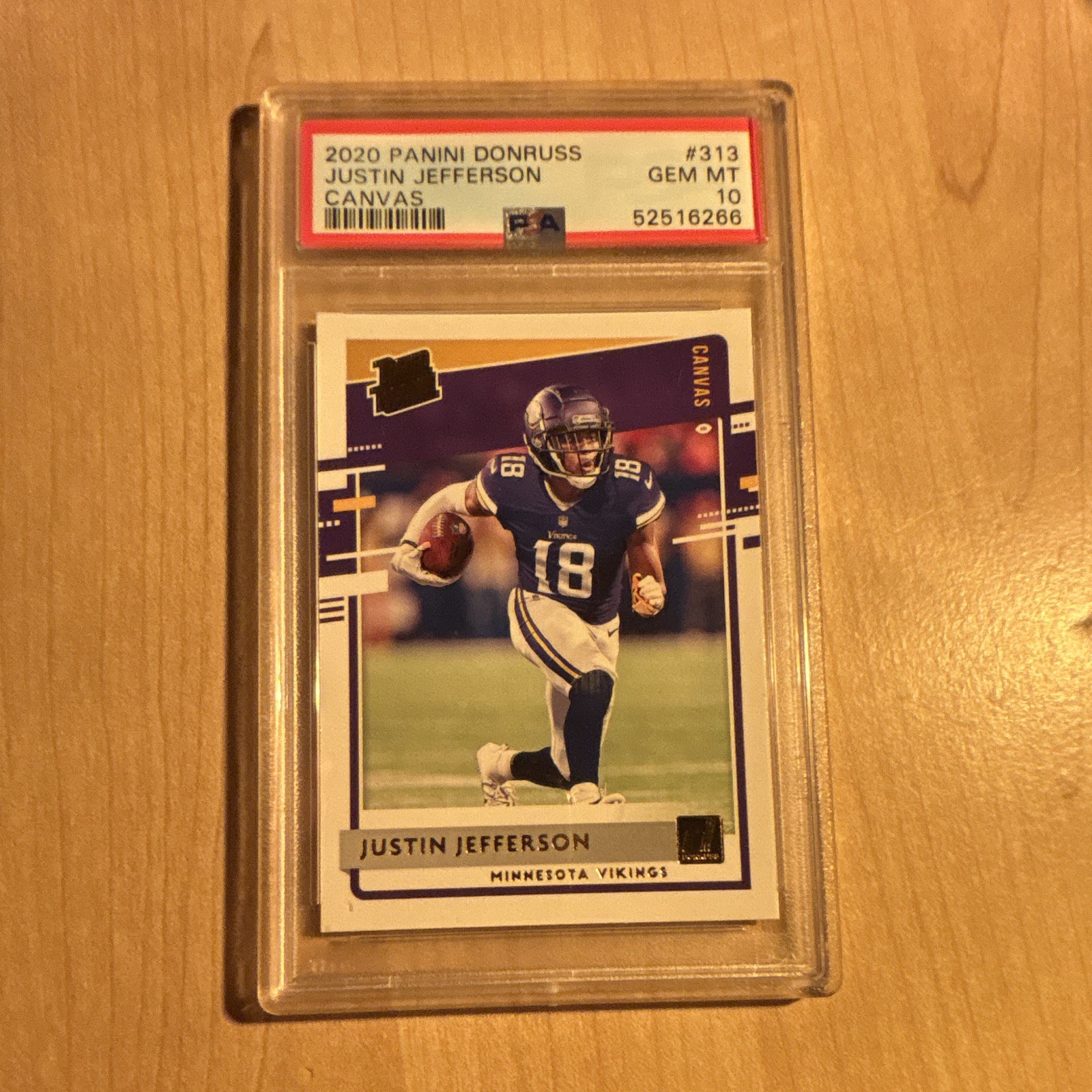 Panini 2020 Donruss Justin Jefferson Vikings Rated Rookie Canvas #313 PSA 10
