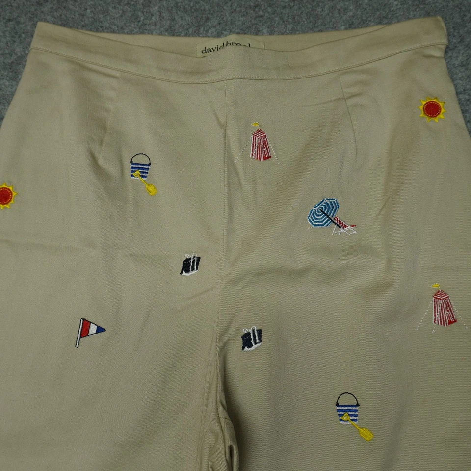 Calça feminina David Brooks bege tamanho 10 algodão elastano bordado - Imagem 2 de 4