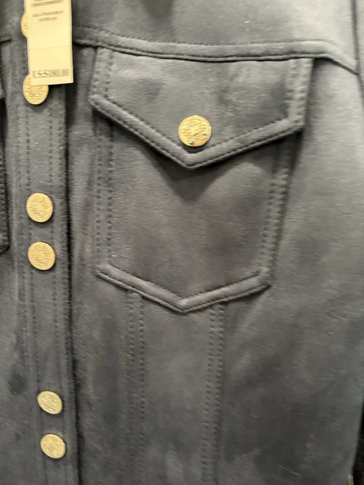 Vestido Cazadora Gamuza Índigo Verdadero Mercado Negro Casa Blanca Talla 8 Nuevo con Etiquetas Foto 3 de 4