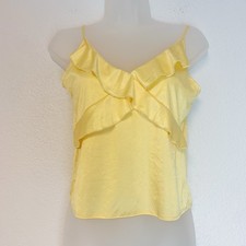VTG Babydoll Ruffle Tank Top Large Ruffle Satiny Y2K 90s Coquette Dainty Cami L