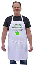 Funny Apron For Golfers Cooking Is Like Golf, Professional White Chef Apron, 