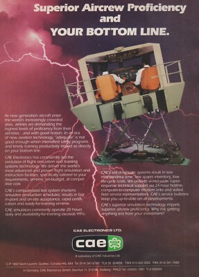 Aviation Magazine Print - CAE Electronics - Flight Simulation & Training (1989)