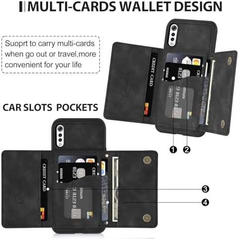 Shockproof Wallet Phone Case for LG Velvet 5G Verizon T-Mobile with Card Slots