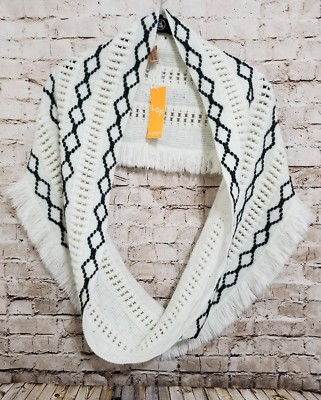 Love of Fashion Women's Knit Infinity Scarf Ivory Black Boho Western Chic