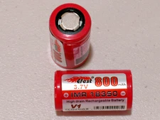 2 pc FLAT TOP EF IMR 18350 BATTERY  3.7v  Li-Mn 800mAh  HIGH DRAIN 18350 EF