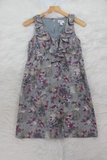 ANN TAYLOR Loft 2P Petite Gray Purple Ruffled Watercolor Floral Print Dress #835