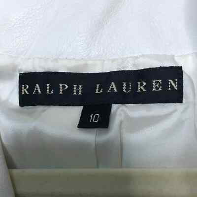 RALPH LAUREN Black Label Women's White Leather Moto Jacket Black