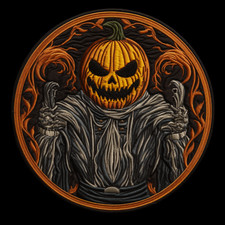 Pumpkin King Patch Iron-on Applique Halloween Badge Skull Jack O Lantern Scary