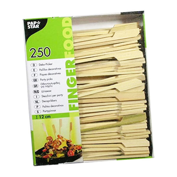 PAPSTAR 250x Fingerfood Spieße Holz Bambus Party Grill Fleisch Schaschlik 12cm