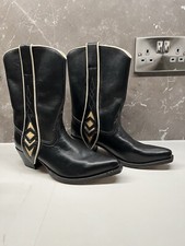 Vintage R Soles By Judy Rothchild Black Leather Cowboy Boots 37 Worn Once