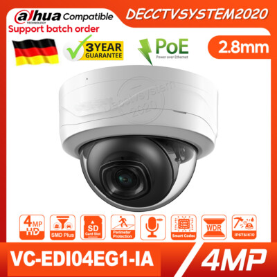 DAHUA Compatible Wizsense Starlight 4MP SMDPlus MIC Dome POE IP Kamera im Freien
