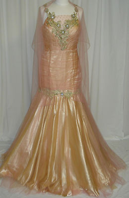 UNIQUE PAGEANT PROM COCKTAIL DRESS HOMECOMING EVENING FORMAL GOWN Peach/Gold  10 | eBay