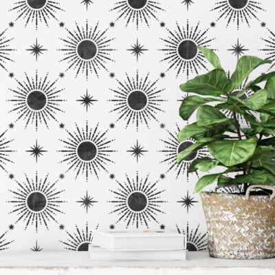 Sunbright Wall Stencil - Large Wall Painting Stencil - Quick DIY Room Refresh