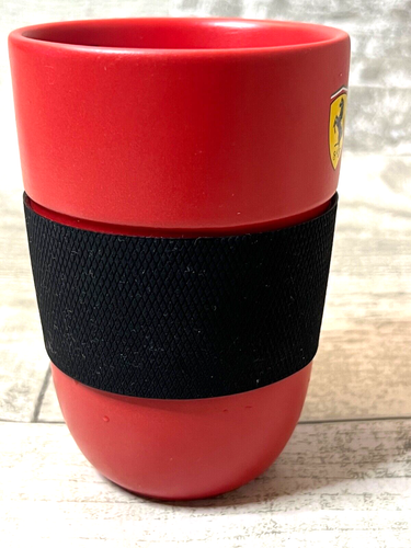FERRARI Scudetto Red Ceramic Handless Cup Mug With Silicone Grip - Picture 5 of 14