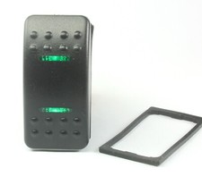 MOMENTARY Rocker Switch DPDT, 20A 12VDC, Illuminated GREEN 7pins Waterproof