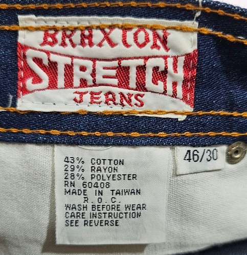 Vintage Braxton Denim Jeans Western Capri Stretch Orange Stitch MENS 46X30 - Picture 16 of 20